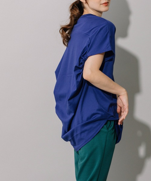 Munich（ミューニック）の「コットンジャージバックドレープトップス（Tシャツ/カットソー・レディース・ホワイト/ブラック/ブルー/ラベンダー・FREE）」の18枚目の写真