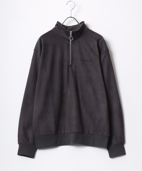 CONVERSE（コンバース）の「CONVERSE/コンバース スウェード ワンポイントロゴ刺繍 ハーフジップ プルオーバースウェットトレーナー トップス レディース メンズ（スウェット・メンズ・ベージュ/チャコール/ブラウン/ホワイト/サックスブルー/グレー・M/L/LL）」の20枚目の写真