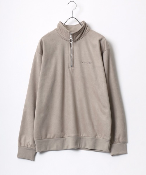 CONVERSE（コンバース）の「CONVERSE/コンバース スウェード ワンポイントロゴ刺繍 ハーフジップ プルオーバースウェットトレーナー トップス レディース メンズ（スウェット・メンズ・ベージュ/チャコール/ブラウン/ホワイト/サックスブルー/グレー・M/L/LL）」の22枚目の写真