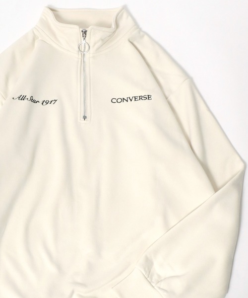 CONVERSE（コンバース）の「CONVERSE/コンバース スウェード ワンポイントロゴ刺繍 ハーフジップ プルオーバースウェットトレーナー トップス レディース メンズ（スウェット・メンズ・ベージュ/チャコール/ブラウン/ホワイト/サックスブルー/グレー・M/L/LL）」の12枚目の写真