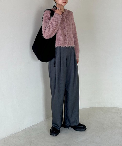 feepur（フェピュール）の「【ハンドウォッシャブル】ウール混シャギーショートカーディガン（カーディガン/ボレロ・レディース・グレー/ブルー/ブラック/オフホワイト/ピンクベージュ・MEDIUM）」の10枚目の写真