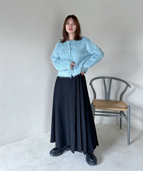 feepur（フェピュール）の「【ハンドウォッシャブル】ウール混シャギーショートカーディガン（カーディガン/ボレロ・レディース・グレー/ブルー/ブラック/オフホワイト/ピンクベージュ・MEDIUM）」の18枚目の写真