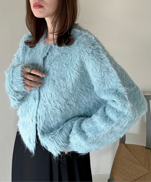 feepur（フェピュール）の「【ハンドウォッシャブル】ウール混シャギーショートカーディガン（カーディガン/ボレロ・レディース・グレー/ブルー/ブラック/オフホワイト/ピンクベージュ・MEDIUM）」の20枚目の写真