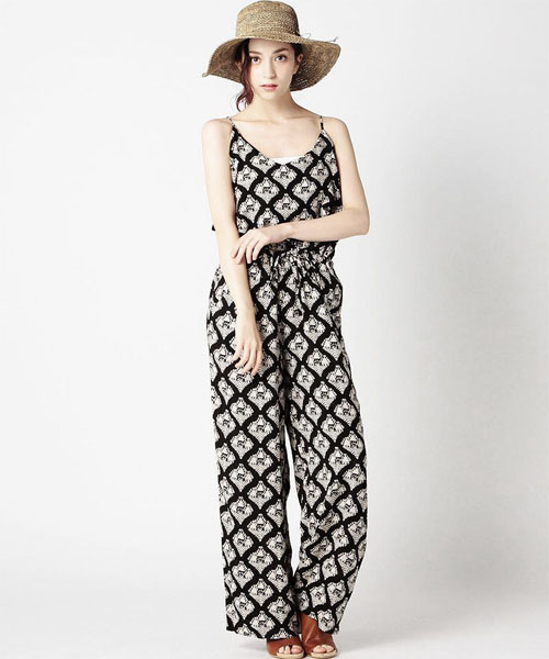 ROSE BUD(ローズバッド)の「(HLAADA FOR ROSE BUD)15-801071 MONOCHRO AFRCN PRNT ALL IN ONE(つなぎ/オールインワン・レディース・ブラック/クリーム・ONE SIZE)」の11枚目の写真