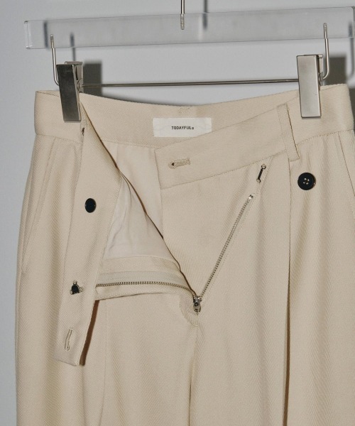 Asymmetry Twill Trousers アイボリー ワイドパンツ38 Asymmetry Twill Trousers アイボリー ワイドパンツ38