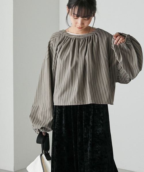 forksy.(フォルクシー)の「【forksy.】ピーチストライプ前後2wayボレロブラウス(シャツ/ブラウス・レディース・オリーブ/ベージュ・FREE)」の12枚目の写真