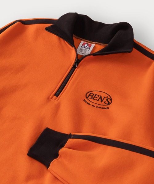 BEN DAVIS(ベンデイビス)の「【BENDAVIS/ベンデイビス】RIB NECK HALF ZIP SWEAT リブハイネックハーフジップスウェット/トラックジャケット/ビッグシルエット/裏起毛(スウェット・メンズ・オレンジ/ブルー/オフホワイト/ブラック/グリーン・M/L/XL)」の5枚目の写真