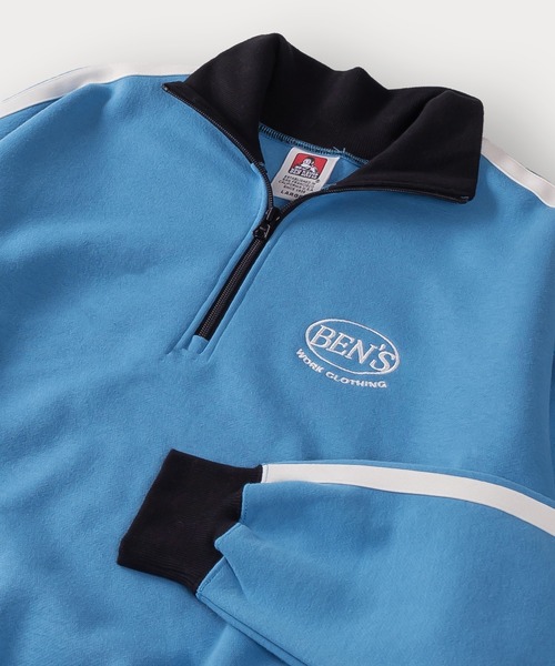 BEN DAVIS(ベンデイビス)の「【BENDAVIS/ベンデイビス】RIB NECK HALF ZIP SWEAT リブハイネックハーフジップスウェット/トラックジャケット/ビッグシルエット/裏起毛(スウェット・メンズ・オレンジ/ブルー/オフホワイト/ブラック/グリーン・M/L/XL)」の4枚目の写真
