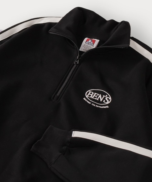 BEN DAVIS(ベンデイビス)の「【BENDAVIS/ベンデイビス】RIB NECK HALF ZIP SWEAT リブハイネックハーフジップスウェット/トラックジャケット/ビッグシルエット/裏起毛(スウェット・メンズ・オレンジ/ブルー/オフホワイト/ブラック/グリーン・M/L/XL)」の2枚目の写真