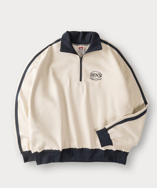 BEN DAVIS(ベンデイビス)の「【BENDAVIS/ベンデイビス】RIB NECK HALF ZIP SWEAT リブハイネックハーフジップスウェット/トラックジャケット/ビッグシルエット/裏起毛(スウェット・メンズ・オレンジ/ブルー/オフホワイト/ブラック/グリーン・M/L/XL)」の6枚目の写真
