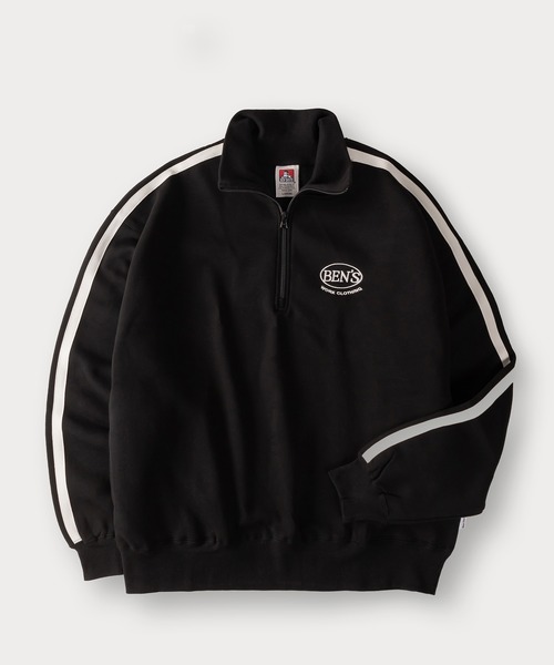 BEN DAVIS(ベンデイビス)の「【BENDAVIS/ベンデイビス】RIB NECK HALF ZIP SWEAT リブハイネックハーフジップスウェット/トラックジャケット/ビッグシルエット/裏起毛(スウェット・メンズ・オレンジ/ブルー/オフホワイト/ブラック/グリーン・M/L/XL)」の7枚目の写真
