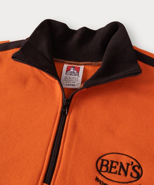 BEN DAVIS(ベンデイビス)の「【BENDAVIS/ベンデイビス】RIB NECK HALF ZIP SWEAT リブハイネックハーフジップスウェット/トラックジャケット/ビッグシルエット/裏起毛(スウェット・メンズ・オレンジ/ブルー/オフホワイト/ブラック/グリーン・M/L/XL)」の13枚目の写真