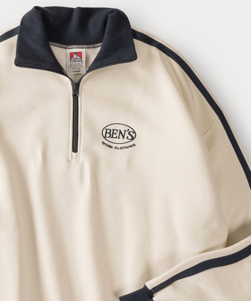 BEN DAVIS(ベンデイビス)の「【BENDAVIS/ベンデイビス】RIB NECK HALF ZIP SWEAT リブハイネックハーフジップスウェット/トラックジャケット/ビッグシルエット/裏起毛(スウェット・メンズ・オレンジ/ブルー/オフホワイト/ブラック/グリーン・M/L/XL)」の18枚目の写真