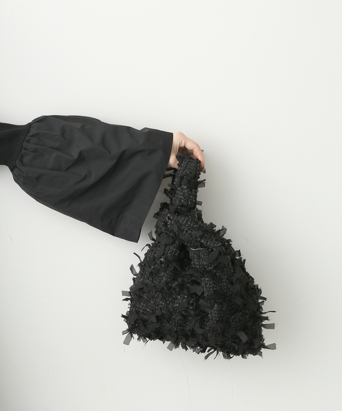 SLOBE IENA(スローブイエナ)の「SLOBE IENA ツイードトートバッグ(クラッチバッグ・レディース・ブラック・FREE)」の1枚目の写真