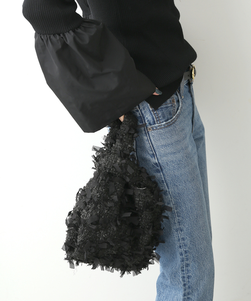 SLOBE IENA(スローブイエナ)の「SLOBE IENA ツイードトートバッグ(クラッチバッグ・レディース・ブラック・FREE)」の7枚目の写真