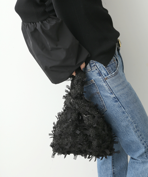 SLOBE IENA(スローブイエナ)の「SLOBE IENA ツイードトートバッグ(クラッチバッグ・レディース・ブラック・FREE)」の8枚目の写真