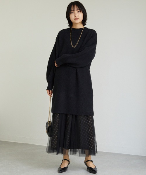 LAVEANGE（ラビアンジェ）の「畦編みニットチュニック（チュニック・レディース・ブラック/グレー/ベージュ・M/3L/LL）」の8枚目の写真
