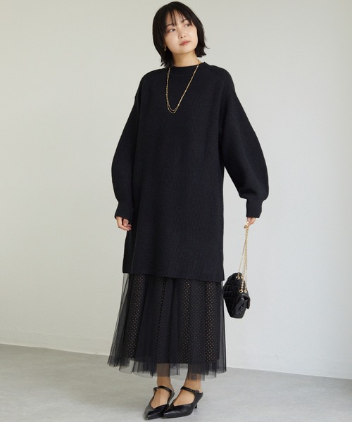 LAVEANGE（ラビアンジェ）の「畦編みニットチュニック（チュニック・レディース・ブラック/グレー/ベージュ・M/3L/LL）」の9枚目の写真