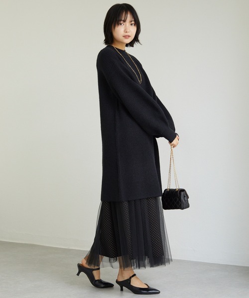 LAVEANGE（ラビアンジェ）の「畦編みニットチュニック（チュニック・レディース・ブラック/グレー/ベージュ・M/3L/LL）」の11枚目の写真