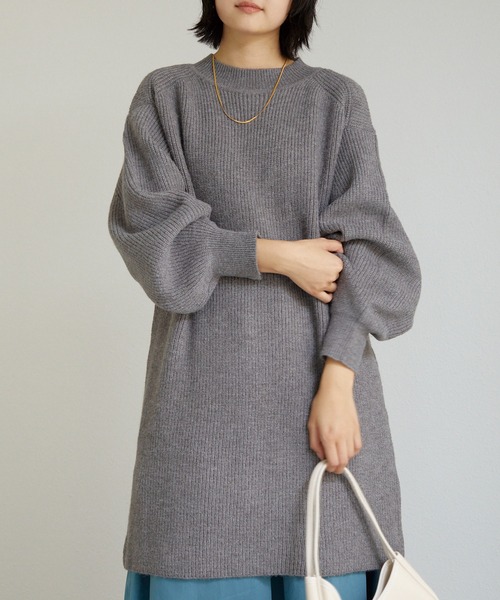 LAVEANGE（ラビアンジェ）の「畦編みニットチュニック（チュニック・レディース・ブラック/グレー/ベージュ・M/3L/LL）」の14枚目の写真