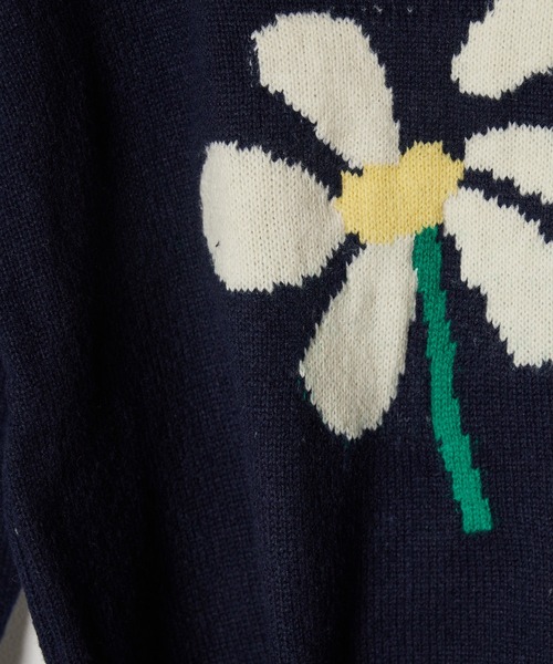 ROOPTOKYO（ループトウキョウ）の「フラワージャガードニット（ニット/セーター・レディース・ネイビー/ホワイト・FREE）」の3枚目の写真