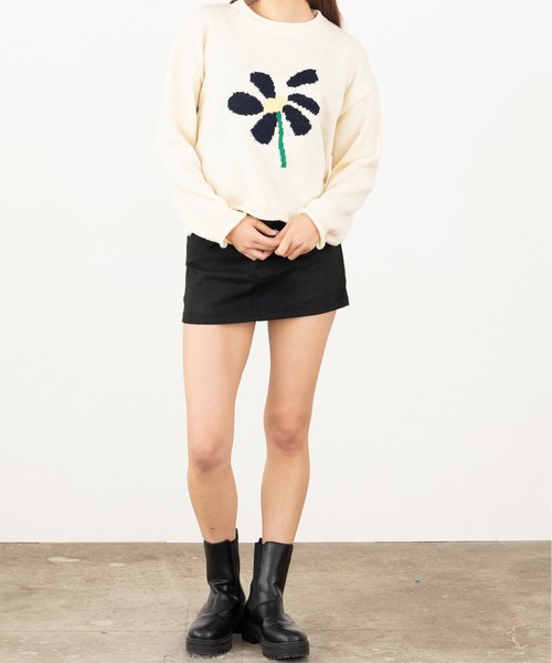 ROOPTOKYO（ループトウキョウ）の「フラワージャガードニット（ニット/セーター・レディース・ネイビー/ホワイト・FREE）」の9枚目の写真