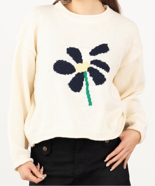ROOPTOKYO（ループトウキョウ）の「フラワージャガードニット（ニット/セーター・レディース・ネイビー/ホワイト・FREE）」の12枚目の写真