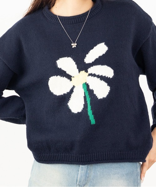 ROOPTOKYO（ループトウキョウ）の「フラワージャガードニット（ニット/セーター・レディース・ネイビー/ホワイト・FREE）」の13枚目の写真