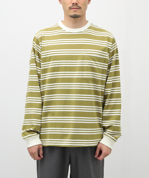 JOURNAL STANDARD relume（ジャーナルスタンダード　レリューム）の「Relume Jeans マルチボーダーロングスリーブTシャツ（Tシャツ/カットソー・メンズ・ブラウン/グリーン/ボルドー・MEDIUM/LARGE）」の14枚目の写真