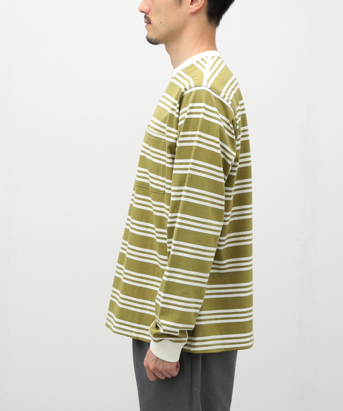 JOURNAL STANDARD relume（ジャーナルスタンダード　レリューム）の「Relume Jeans マルチボーダーロングスリーブTシャツ（Tシャツ/カットソー・メンズ・ブラウン/グリーン/ボルドー・MEDIUM/LARGE）」の10枚目の写真