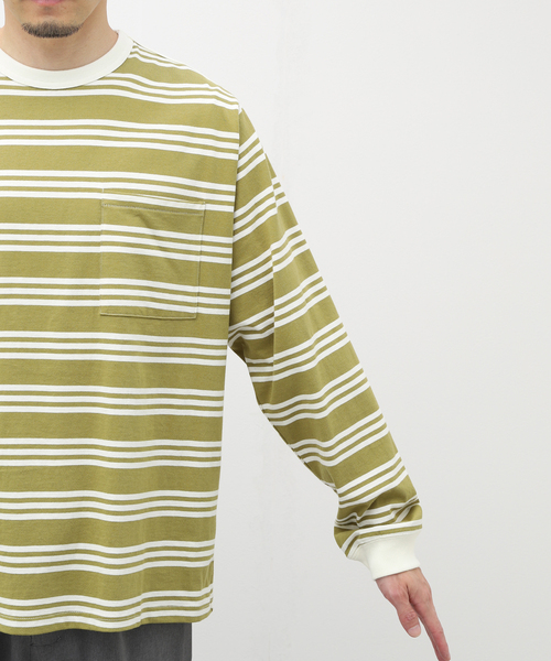 JOURNAL STANDARD relume（ジャーナルスタンダード　レリューム）の「Relume Jeans マルチボーダーロングスリーブTシャツ（Tシャツ/カットソー・メンズ・ブラウン/グリーン/ボルドー・MEDIUM/LARGE）」の12枚目の写真