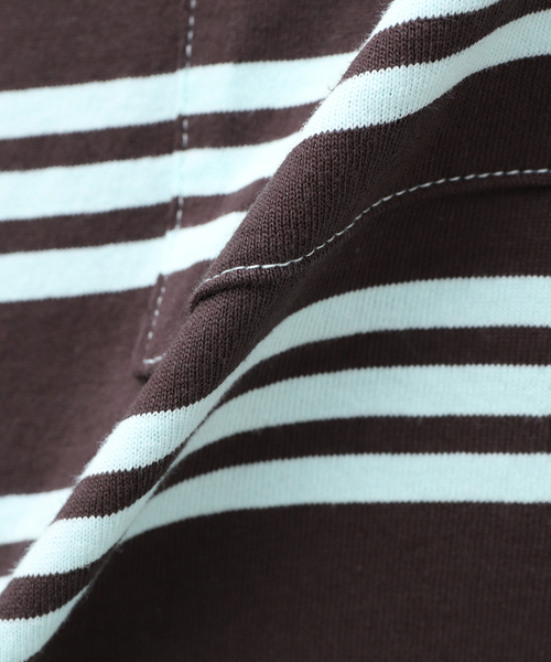 JOURNAL STANDARD relume（ジャーナルスタンダード　レリューム）の「Relume Jeans マルチボーダーロングスリーブTシャツ（Tシャツ/カットソー・メンズ・ブラウン/グリーン/ボルドー・MEDIUM/LARGE）」の7枚目の写真