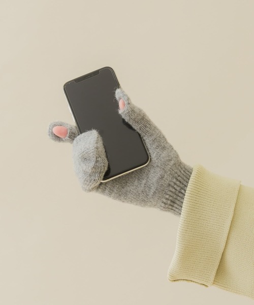 SMELLY（スメリー）の「スリーフィンガーホールタッチミトン（手袋・レディース・ミント/グレー・-）」の2枚目の写真