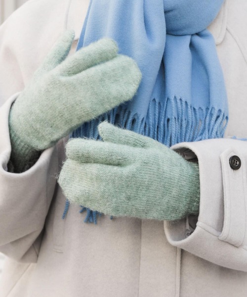 SMELLY（スメリー）の「スリーフィンガーホールタッチミトン（手袋・レディース・ミント/グレー・-）」の6枚目の写真