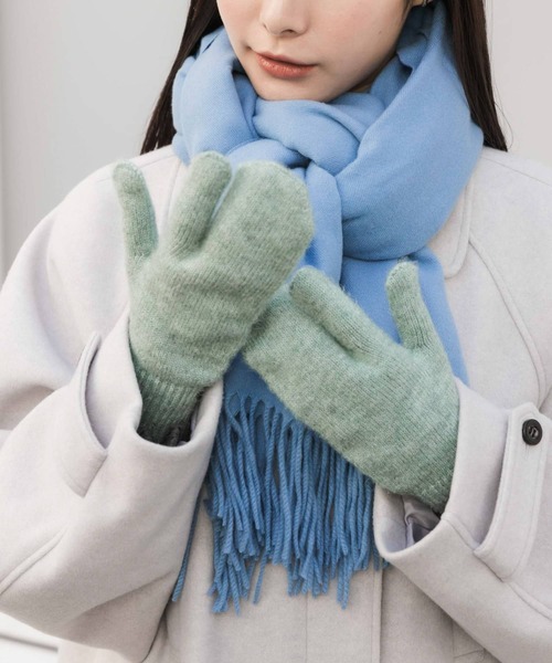 SMELLY（スメリー）の「スリーフィンガーホールタッチミトン（手袋・レディース・ミント/グレー・-）」の8枚目の写真