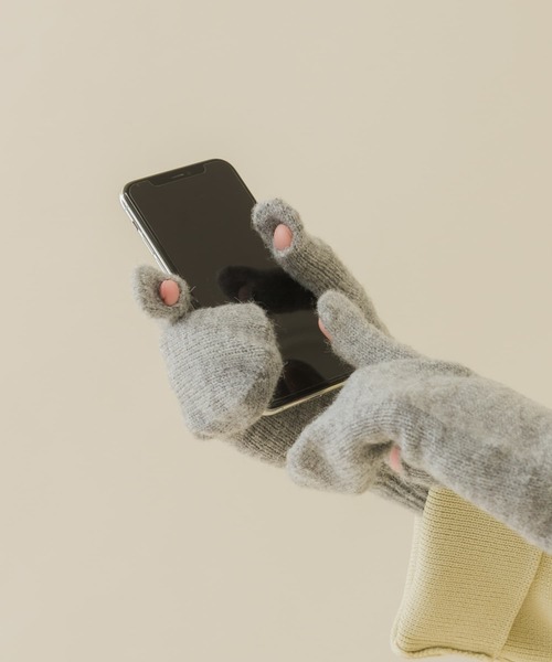 SMELLY（スメリー）の「スリーフィンガーホールタッチミトン（手袋・レディース・ミント/グレー・-）」の9枚目の写真