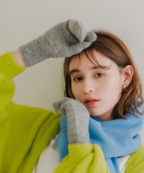 SMELLY（スメリー）の「スリーフィンガーホールタッチミトン（手袋・レディース・ミント/グレー・-）」の12枚目の写真