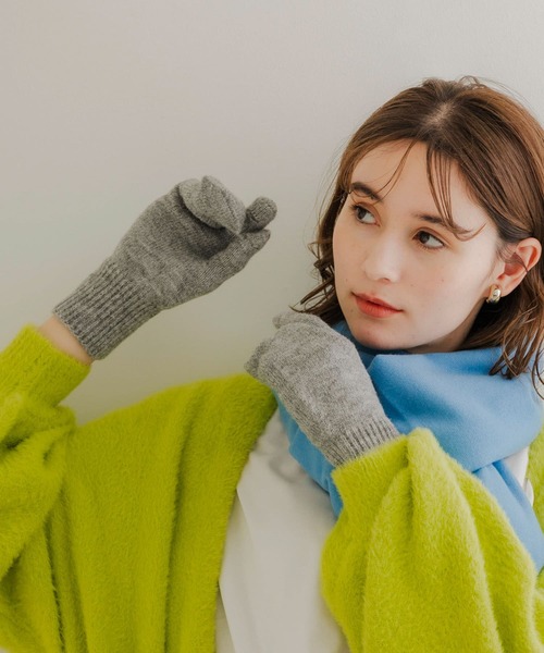 SMELLY（スメリー）の「スリーフィンガーホールタッチミトン（手袋・レディース・ミント/グレー・-）」の13枚目の写真