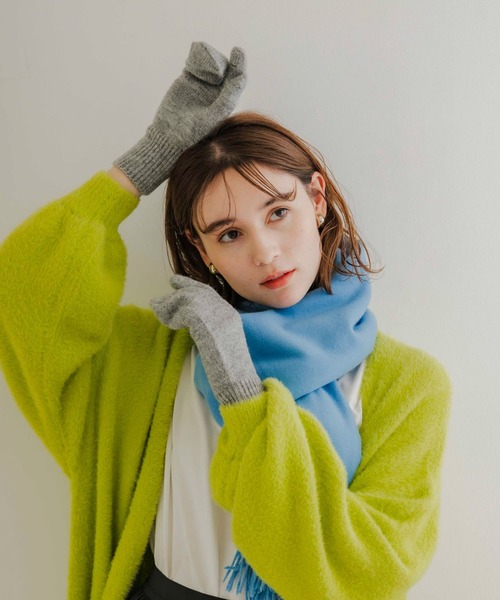 SMELLY（スメリー）の「スリーフィンガーホールタッチミトン（手袋・レディース・ミント/グレー・-）」の14枚目の写真