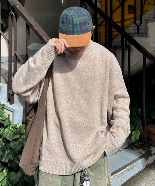 PICSAS（ピクサス）の「【PICSAS】カラーネップニットモックネックプルオーバー（ニット/セーター・レディース・グリーン/ブラック/ブラウン/アッシュグレー/アイボリー/ネイビー/グレイッシュベージュ・M/L）」の5枚目の写真