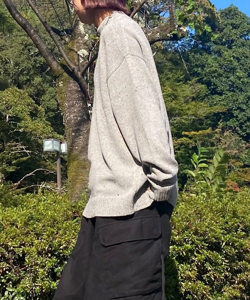 PICSAS（ピクサス）の「【PICSAS】カラーネップニットモックネックプルオーバー（ニット/セーター・レディース・グリーン/ブラック/ブラウン/アッシュグレー/アイボリー/ネイビー/グレイッシュベージュ・M/L）」の13枚目の写真