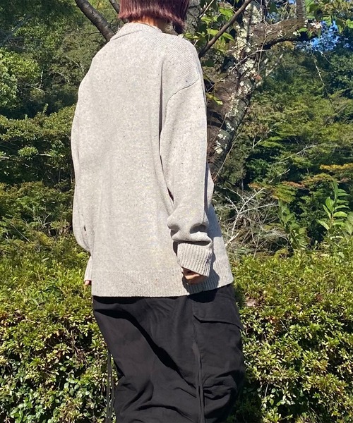 PICSAS（ピクサス）の「【PICSAS】カラーネップニットモックネックプルオーバー（ニット/セーター・レディース・グリーン/ブラック/ブラウン/アッシュグレー/アイボリー/ネイビー/グレイッシュベージュ・M/L）」の14枚目の写真