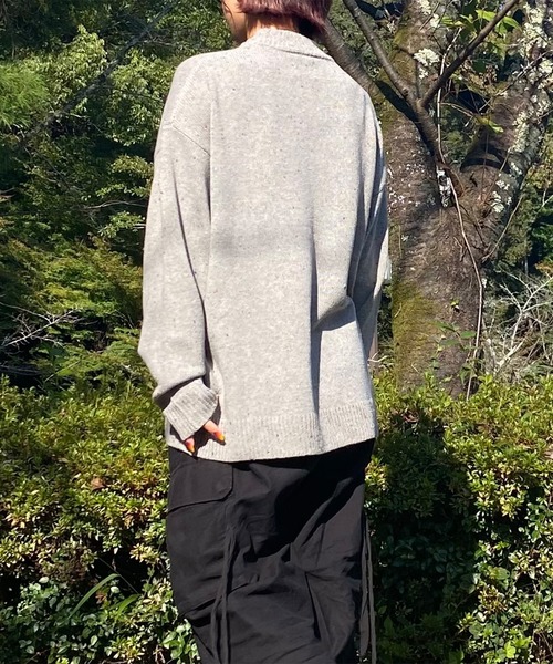 PICSAS（ピクサス）の「【PICSAS】カラーネップニットモックネックプルオーバー（ニット/セーター・レディース・グリーン/ブラック/ブラウン/アッシュグレー/アイボリー/ネイビー/グレイッシュベージュ・M/L）」の15枚目の写真