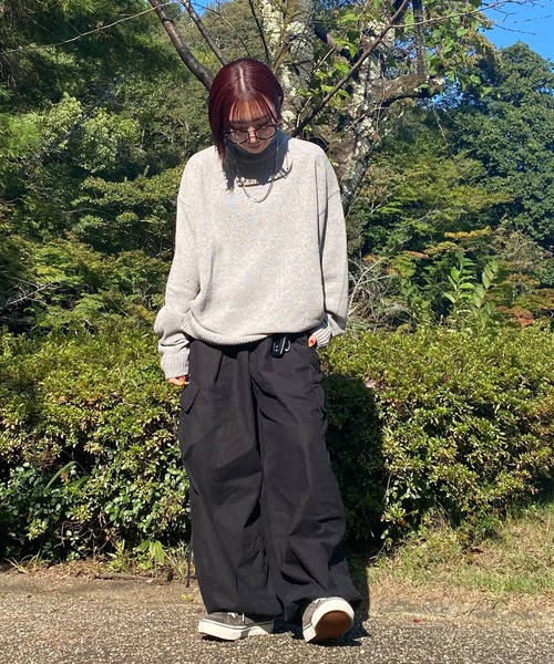 PICSAS（ピクサス）の「【PICSAS】カラーネップニットモックネックプルオーバー（ニット/セーター・レディース・グリーン/ブラック/ブラウン/アッシュグレー/アイボリー/ネイビー/グレイッシュベージュ・M/L）」の16枚目の写真