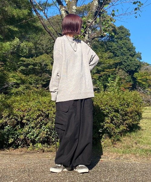 PICSAS（ピクサス）の「【PICSAS】カラーネップニットモックネックプルオーバー（ニット/セーター・レディース・グリーン/ブラック/ブラウン/アッシュグレー/アイボリー/ネイビー/グレイッシュベージュ・M/L）」の17枚目の写真