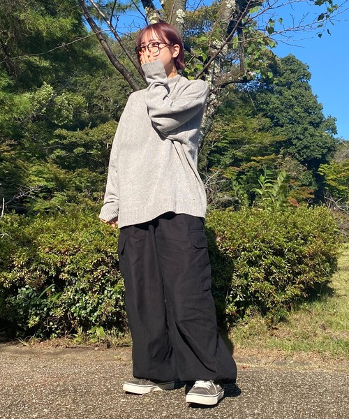 PICSAS（ピクサス）の「【PICSAS】カラーネップニットモックネックプルオーバー（ニット/セーター・レディース・グリーン/ブラック/ブラウン/アッシュグレー/アイボリー/ネイビー/グレイッシュベージュ・M/L）」の18枚目の写真