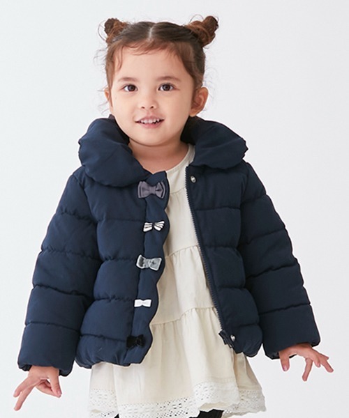 petit main(プティマイン)の「中綿リボンジャケット(ブルゾン・キッズ・モカ/ピンク/ネイビー・110cm/90cm/80cm/120cm/100cm/130cm)」の6枚目の写真