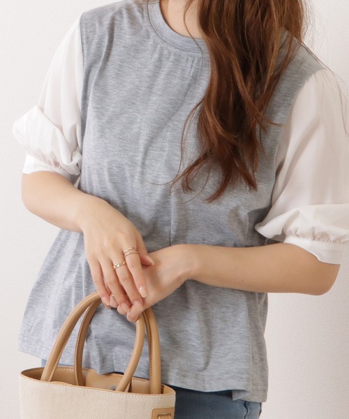 Lace Ladies(レースレディース)の「5分袖フェイクレイヤードドッキングブラウス(シャツ/ブラウス・レディース・ブラック×ホワイト/チェック/ネイビー×ホワイト/グレー・XL/M)」の1枚目の写真