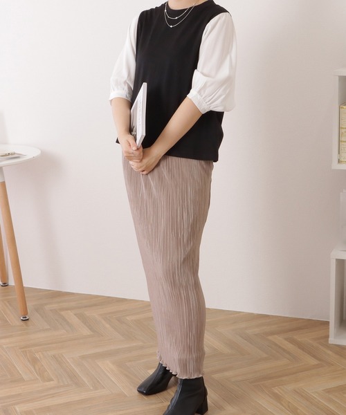 Lace Ladies(レースレディース)の「5分袖フェイクレイヤードドッキングブラウス(シャツ/ブラウス・レディース・ブラック×ホワイト/チェック/ネイビー×ホワイト/グレー・XL/M)」の6枚目の写真