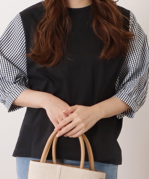 Lace Ladies(レースレディース)の「5分袖フェイクレイヤードドッキングブラウス(シャツ/ブラウス・レディース・ブラック×ホワイト/チェック/ネイビー×ホワイト/グレー・XL/M)」の10枚目の写真